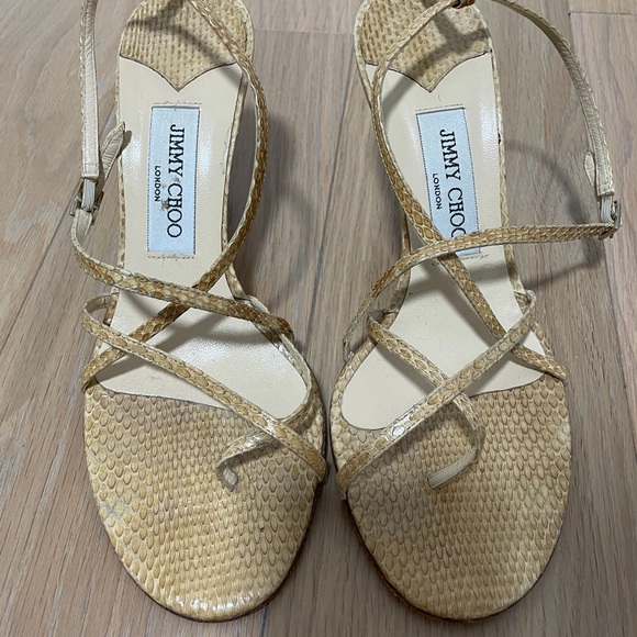 Jimmy Choo nude snakeskin neutral sandals strappy - Picture 4 of 4